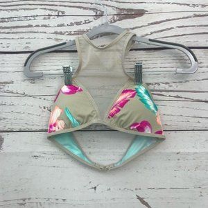 Bikini Lab Floral Halter Mesh Bikini Top NWOT